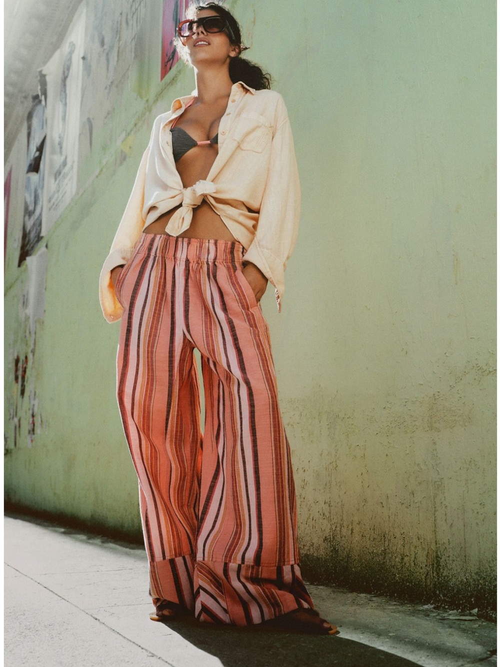 Free people Days End linen stripe pant